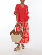 Blusa manica corta con scollo a V Lola Casademunt LS2615092 Rosso 