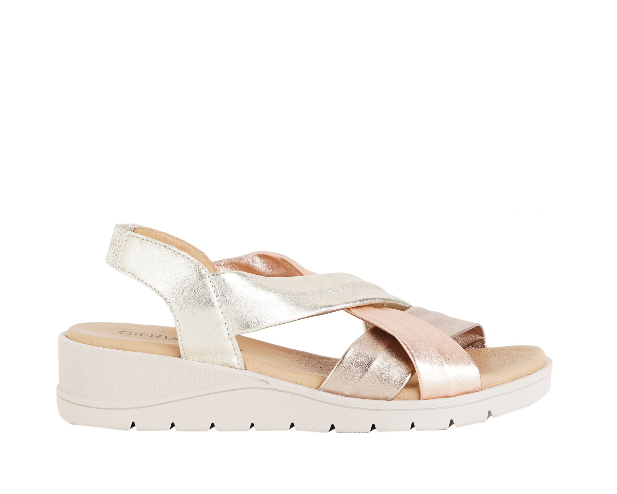 Sandalo comfort donna Cinzia Soft EE32972 pelle con mini zeppa 40 mm