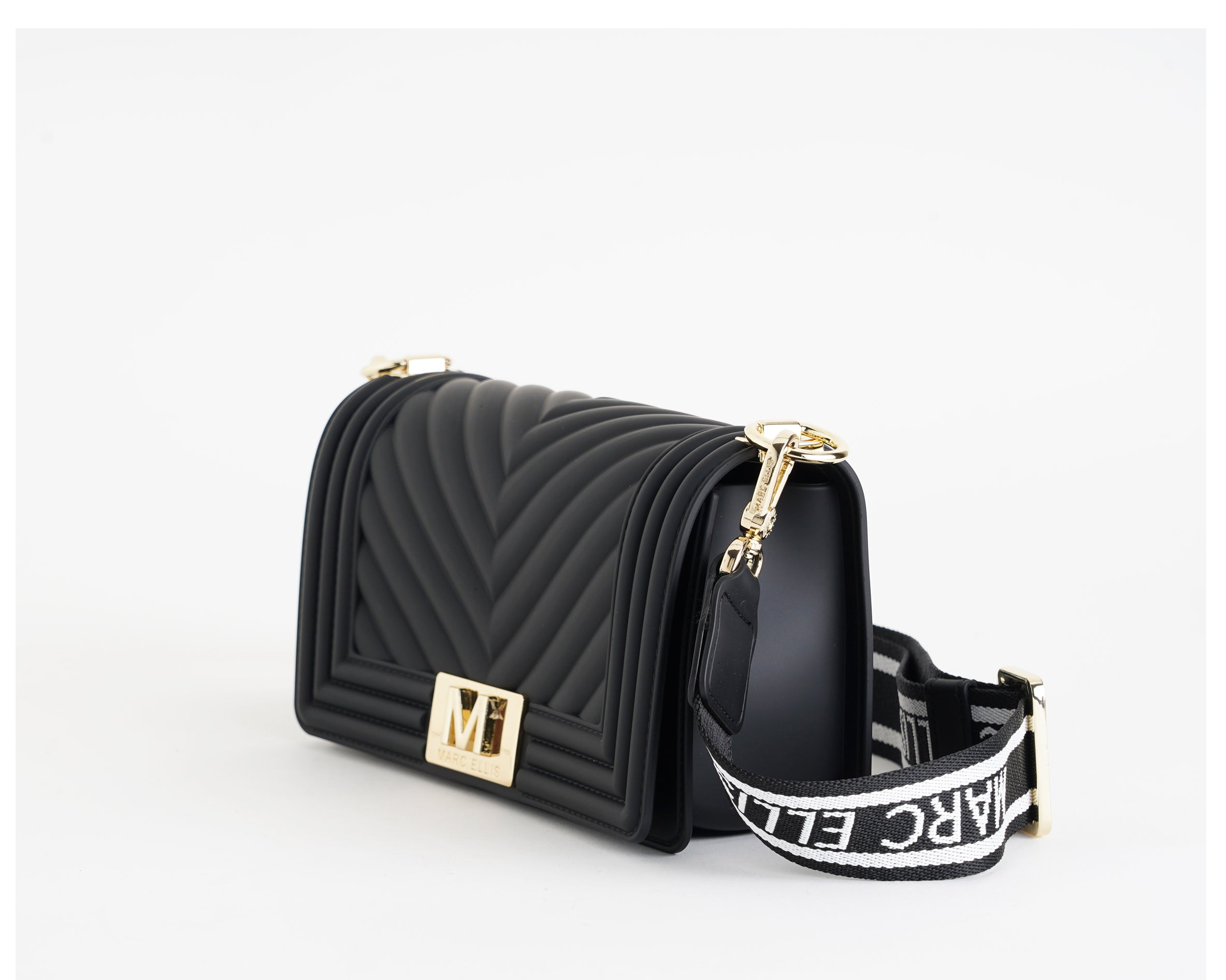 Borsa a spalla Marc Ellis Flat S Donna Black Light Gold - Vista laterale