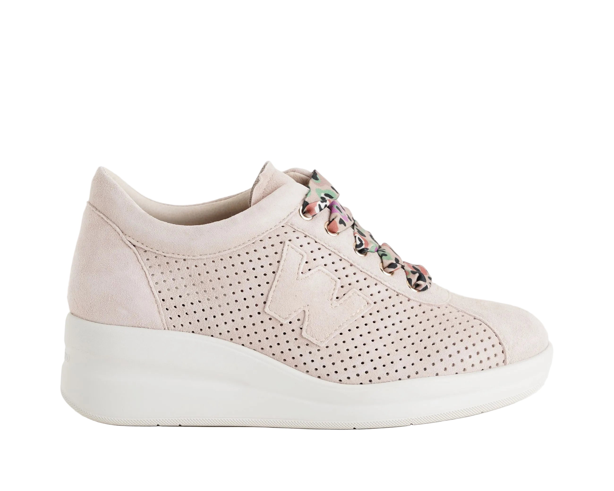 Sneakers con zeppa Melluso R20245Q Kiss camoscio lacci suola gomma 50mm donna vista frontale