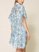 TWINSET abito corto chemisier 261LM2SGG St.Toile De Jouy Off White/Blu
