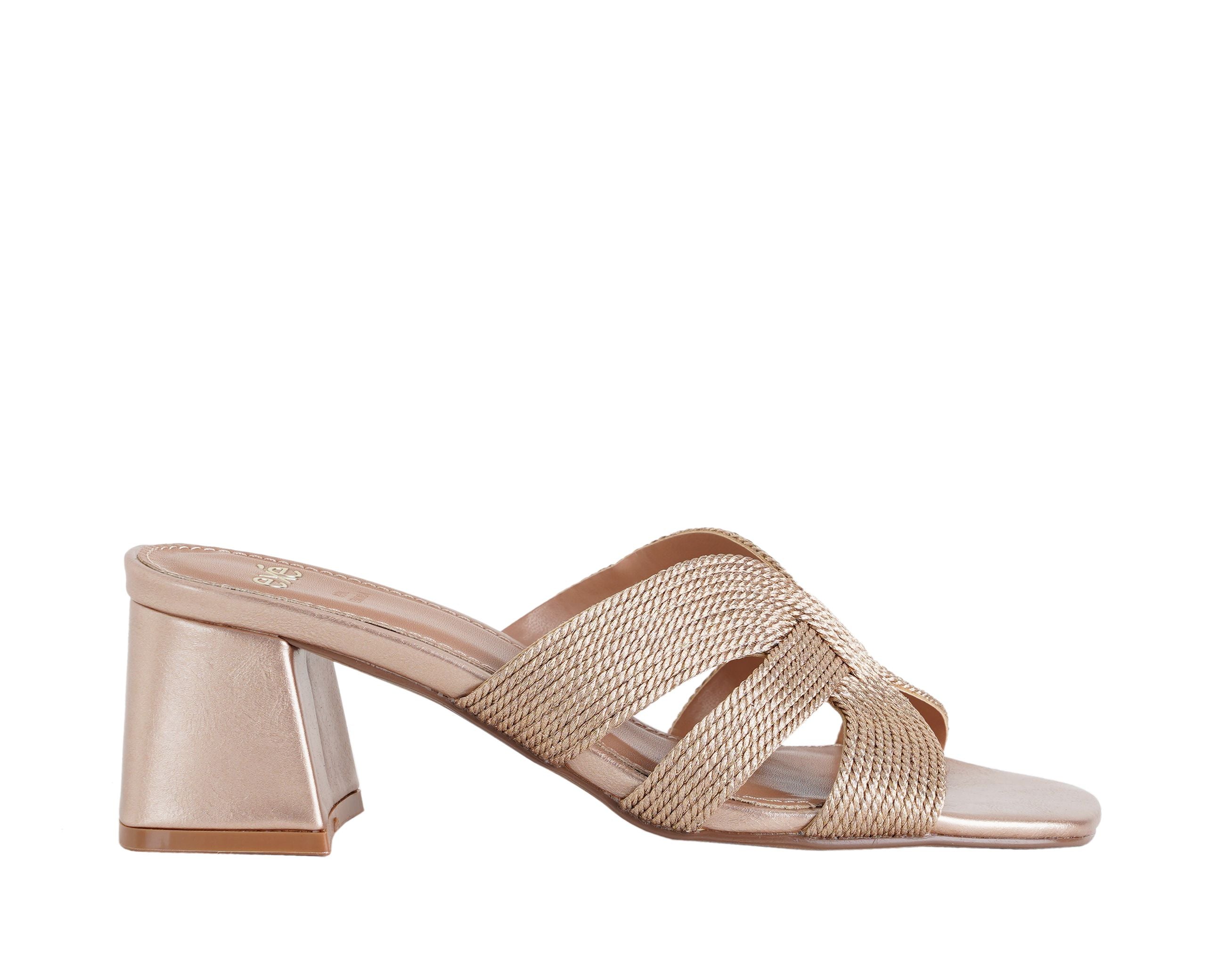 Sandalo donna EXE Polina-545 Pink Gold in similpelle con tacco 55 mm