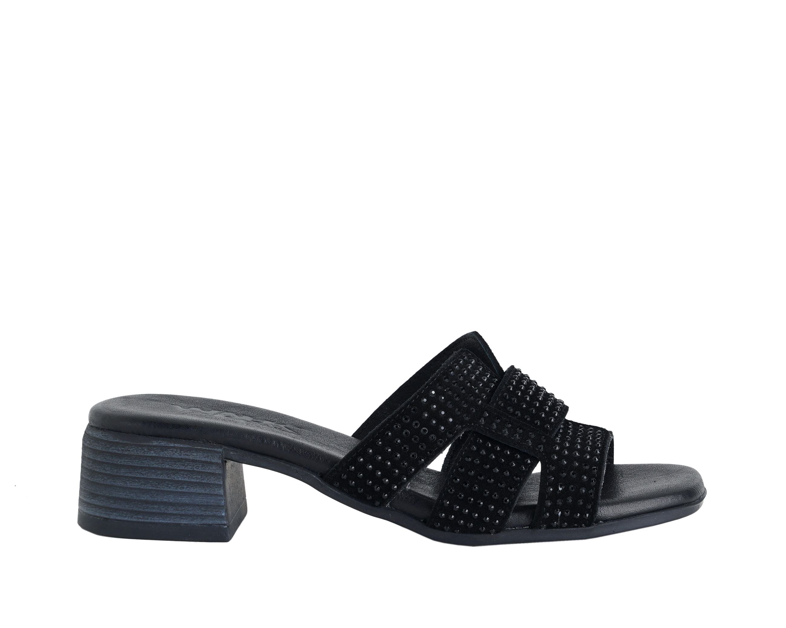 Sandali donna MELLUSO K56075Q Nero in suede con strass 