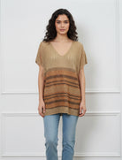 Blusa a zig-zag Aggel SS61143K Tan Gold