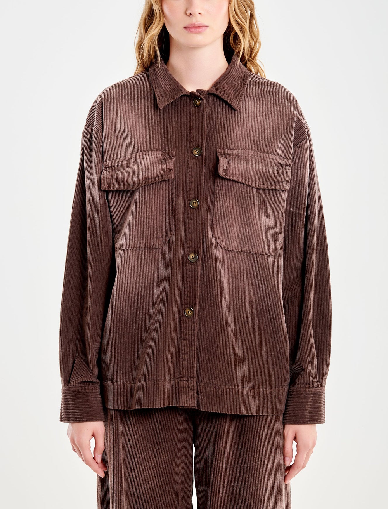 Camicia in velluto a coste VICOLO TF0281 Marrone Donna