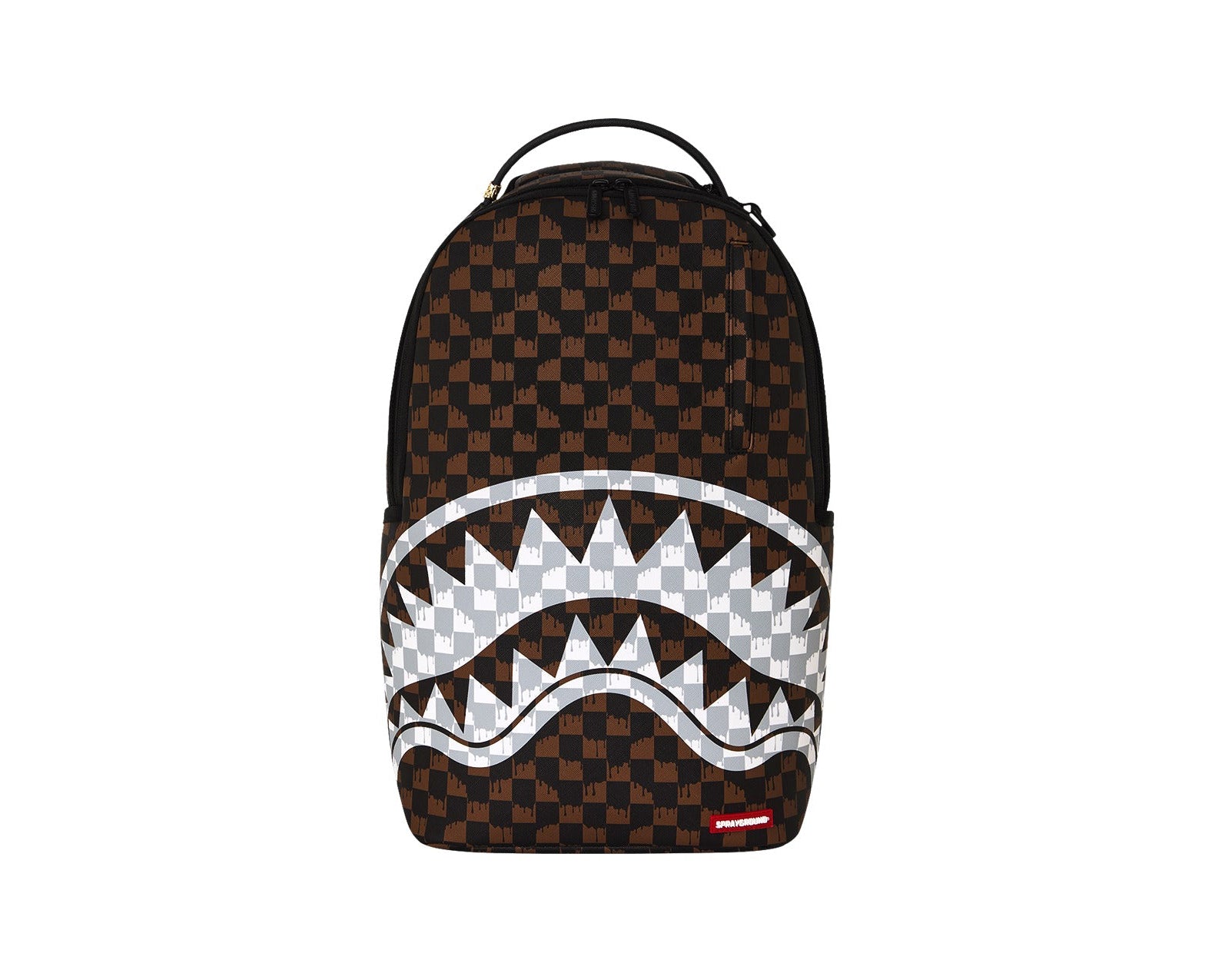 Zaino Sprayground Brown And Cream Drip Check Shark Backpack 910B8552NSZ Unisex Uomo Donna