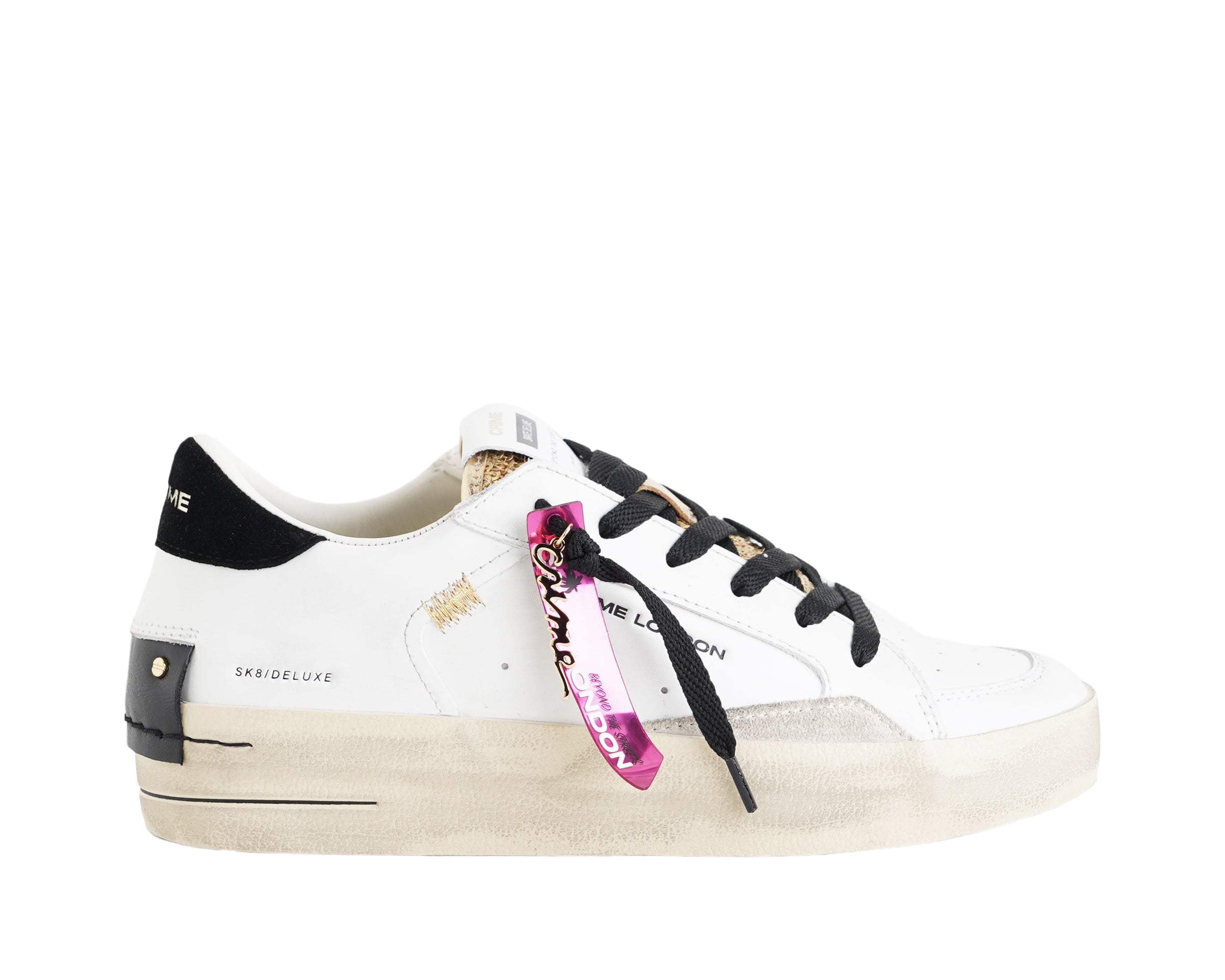 Sneakers CRIME LONDON Sk8 Deluxe Wedge Satin Spell Bianco Donna