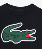T-shirt Lacoste TJ0803 nero unisex bambino - coccodrillo XXL stampato, tecnologia Ultra Dry, taglie 8A-16A
