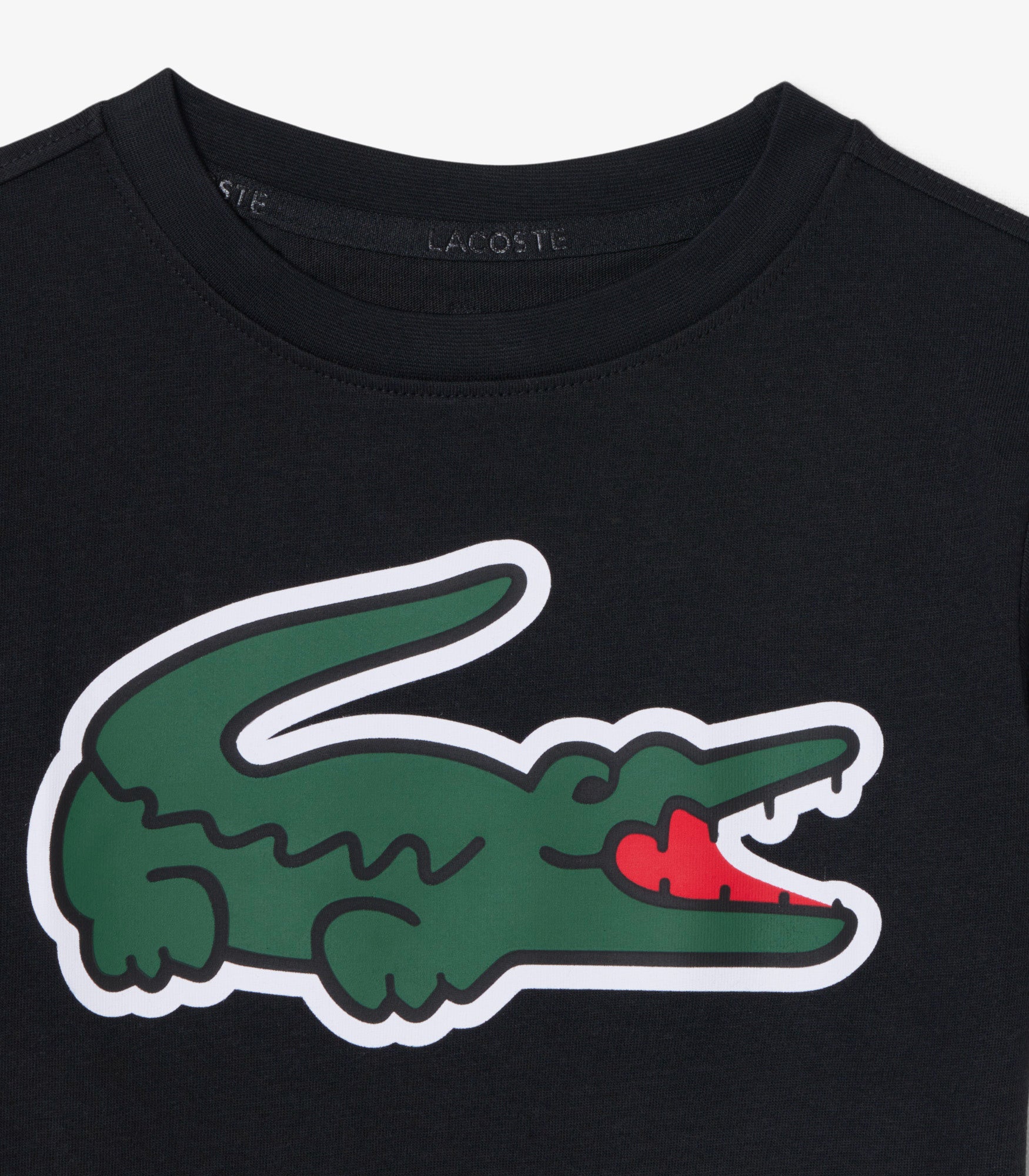 T-shirt Lacoste TJ0803 nero unisex bambino - coccodrillo XXL stampato, tecnologia Ultra Dry, taglie 8A-16A
