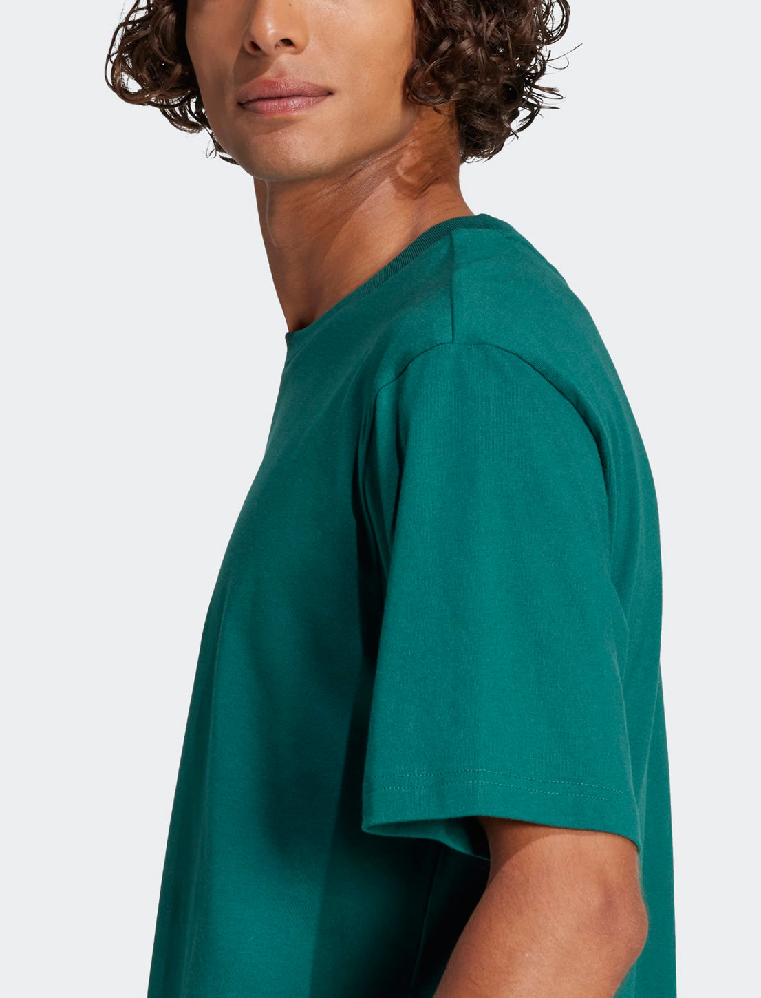 Dettaglio manica corta T-Shirt Adidas M Lin Sj T JE8997 collegiate green cotone uomo
