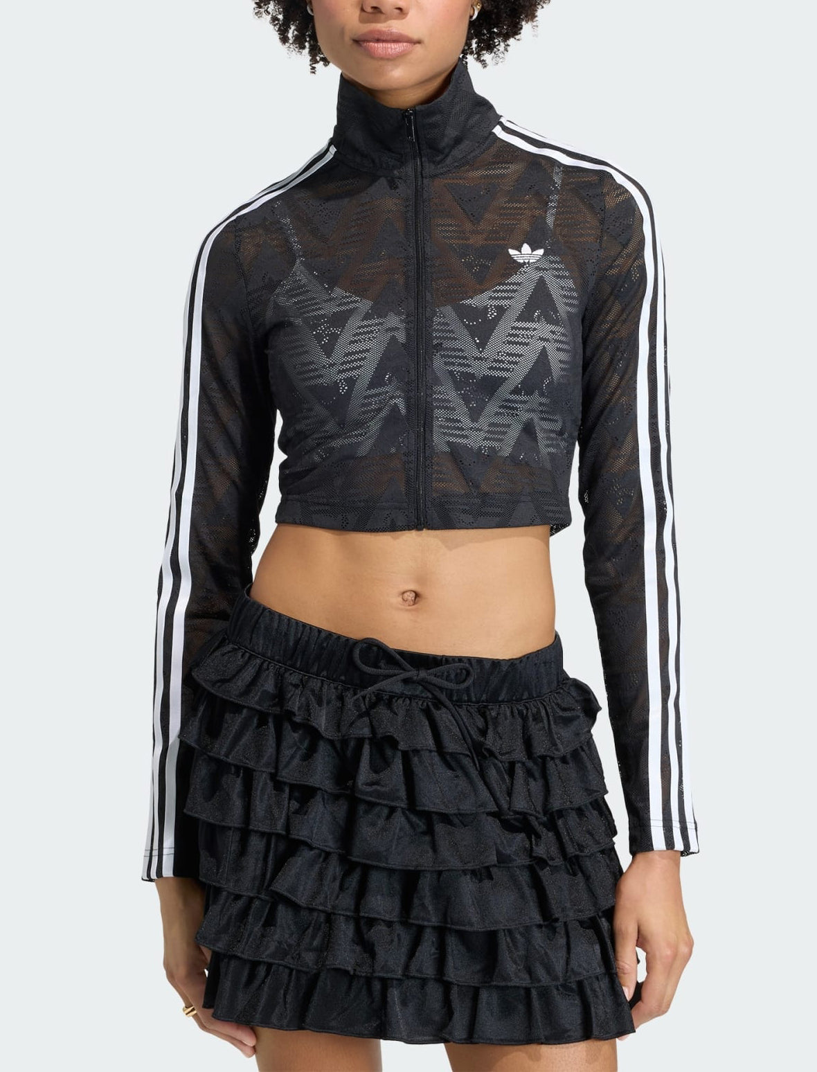 Top Adidas Classic Lace Firebird KD0349 nero donna vista frontale