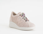 Sneakers con zeppa Melluso R20245Q Kiss camoscio rosa donna vista semi laterale zeppa 50mm
