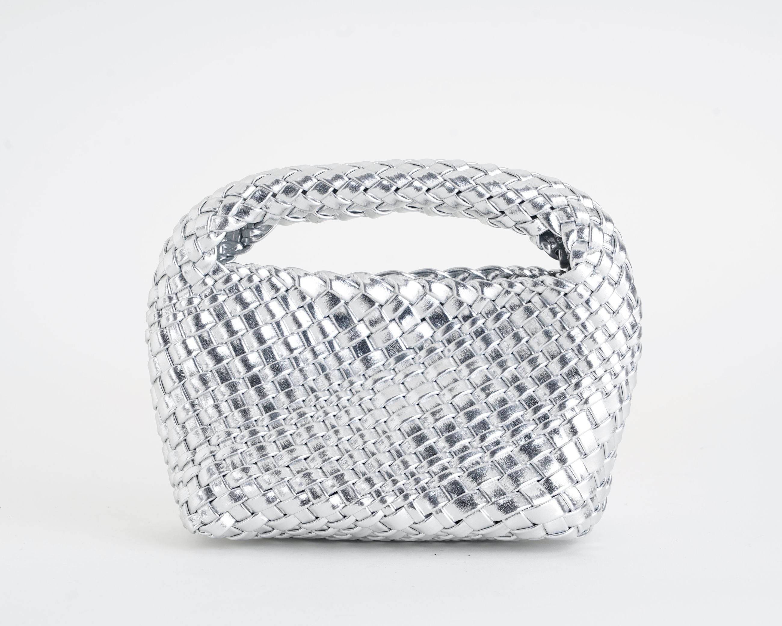 Borsa a mano donna EXE OM605-1 Argento in similpelle intrecciata