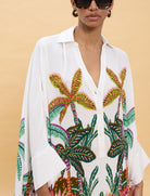 Camicia oversize con stampa palme Lola Casademunt LS2615014 Ecru-Multicolor