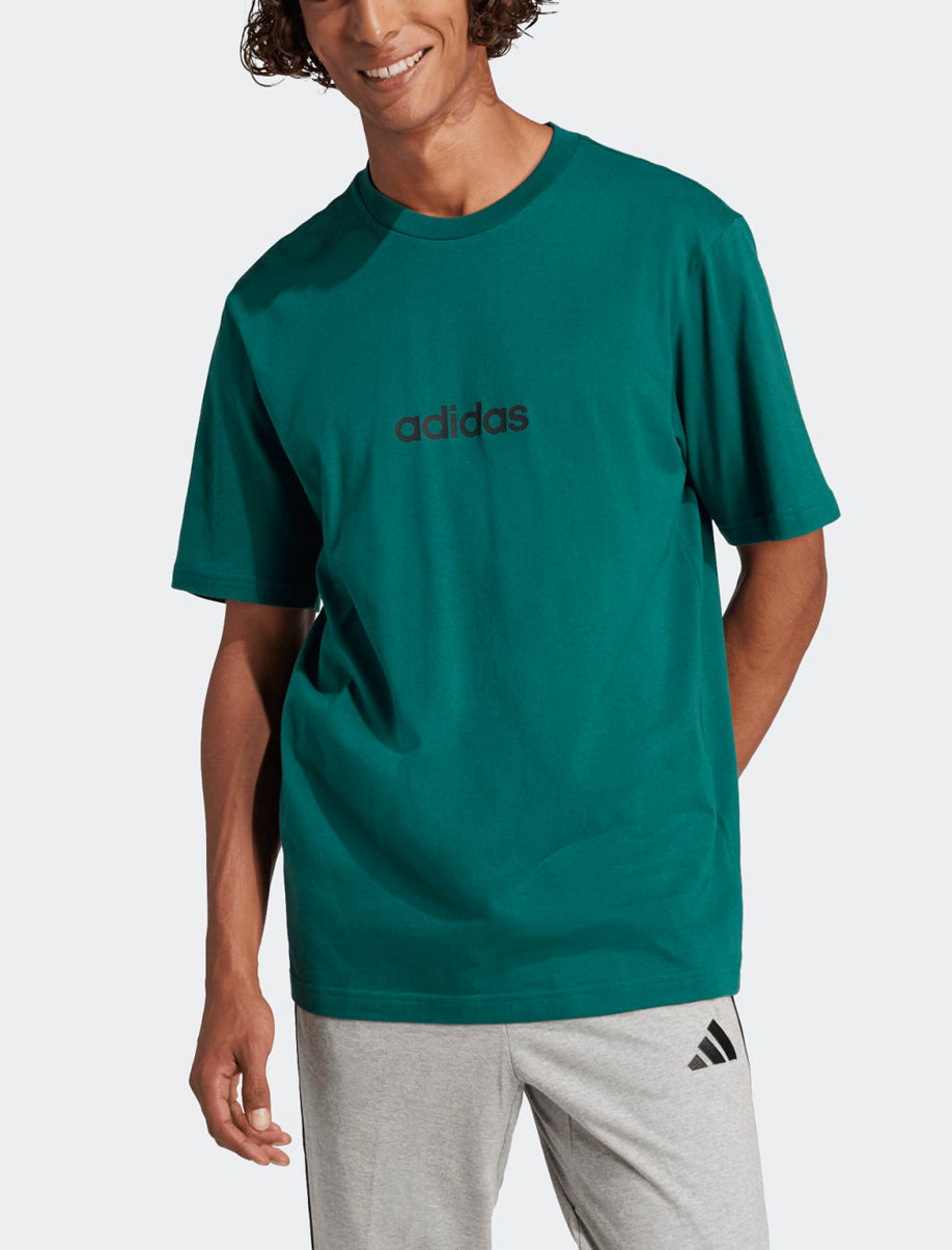 T-Shirt Adidas M Lin Sj T JE8997 collegiate green stampa 100% cotone uomo vista frontale