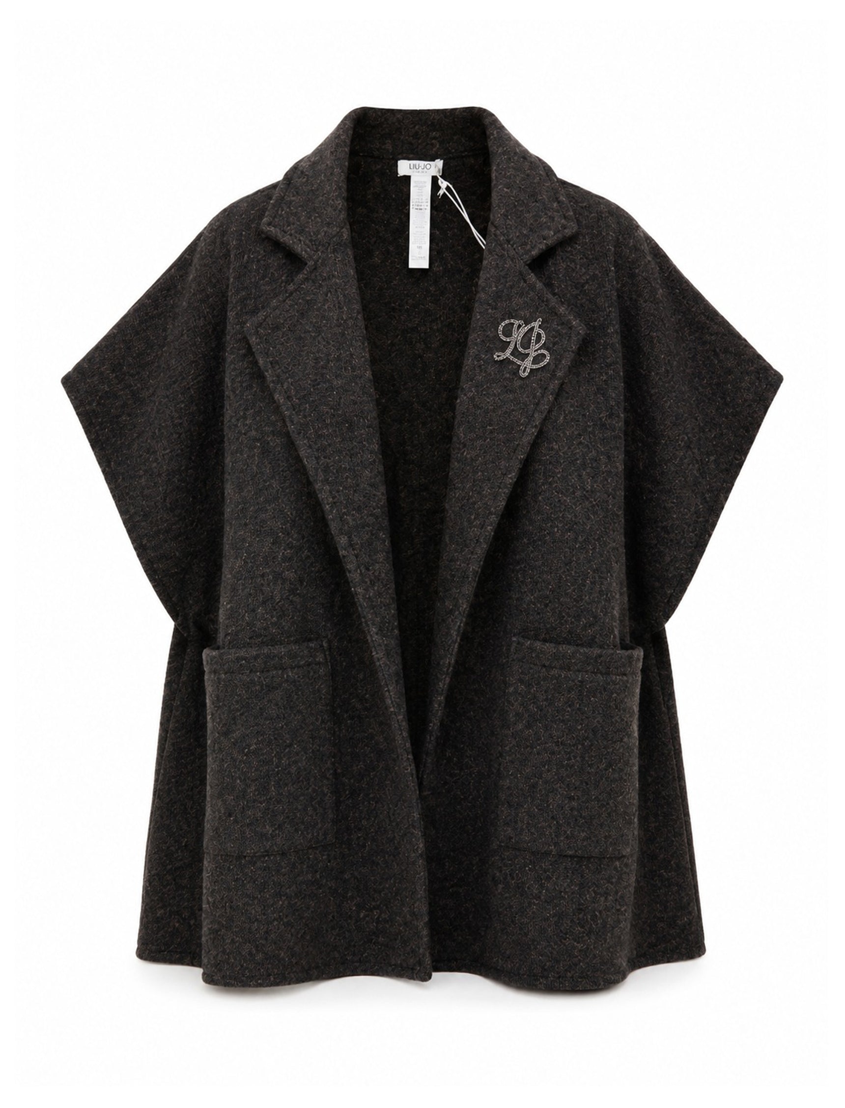 Poncho lungo Liu Jo 2F6044 T2742 Chevron Nero/Testa di Moro