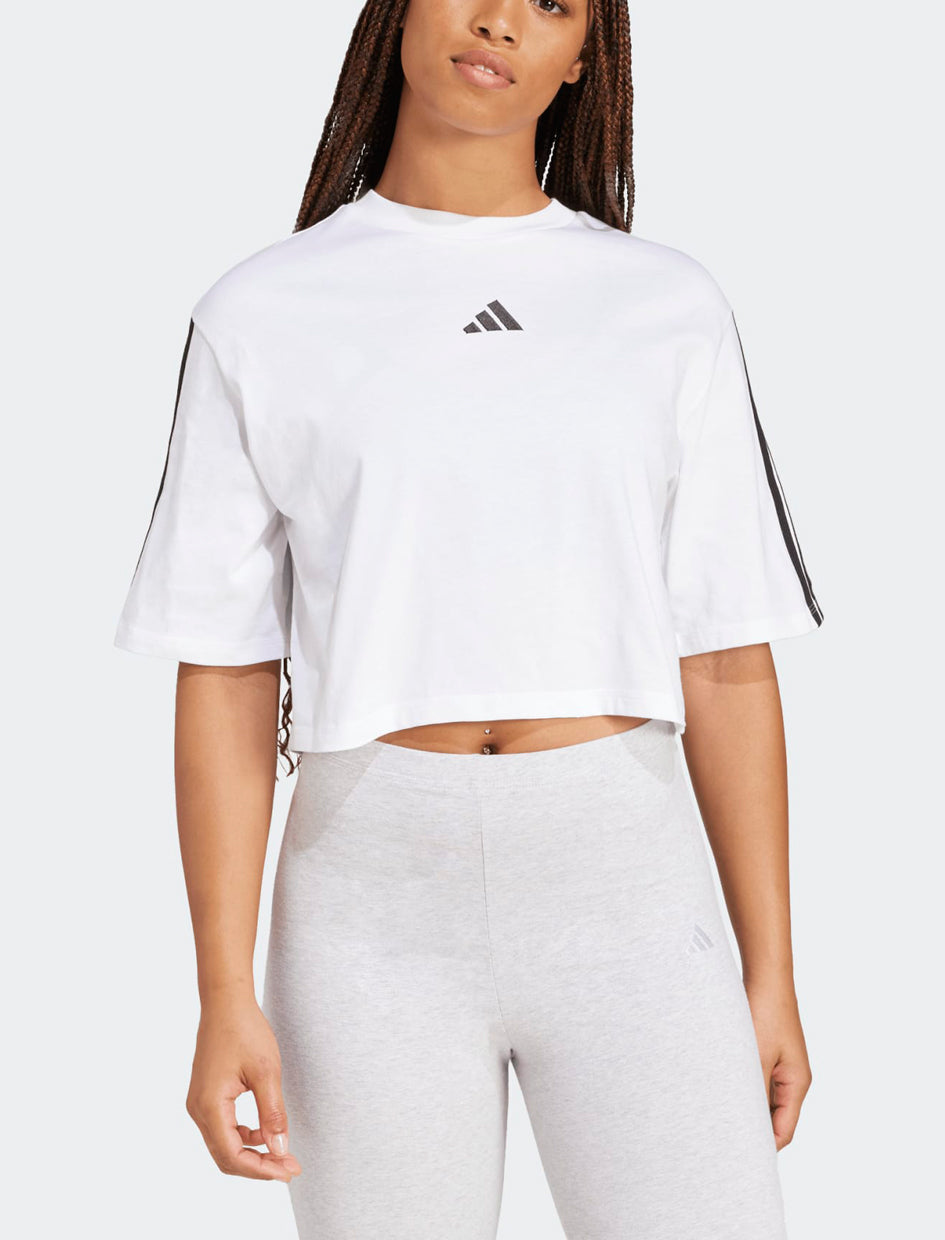 T-Shirt crop ADIDAS W 3S Sj Tlr T JD4999 Bianco Donna