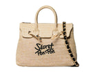 Borsa a spalla Sécret Pon-Pon Victoria M Straw Natural Donna – tracolla rimovibile, chiusura zip, H.27xL.34xP.13 cm
