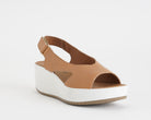 Sandalo con zeppa IGI&CO 1161722 biscotto da donna, tomaia in pelle e cinturino con strappo, zeppa 55 mm
