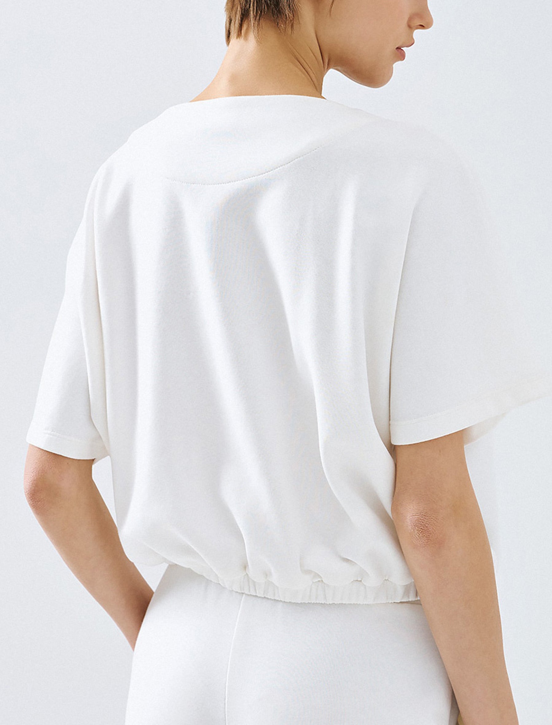 Maglia con scollo e dettagli a righe Access Fashion 63-5045-766 Bianco 