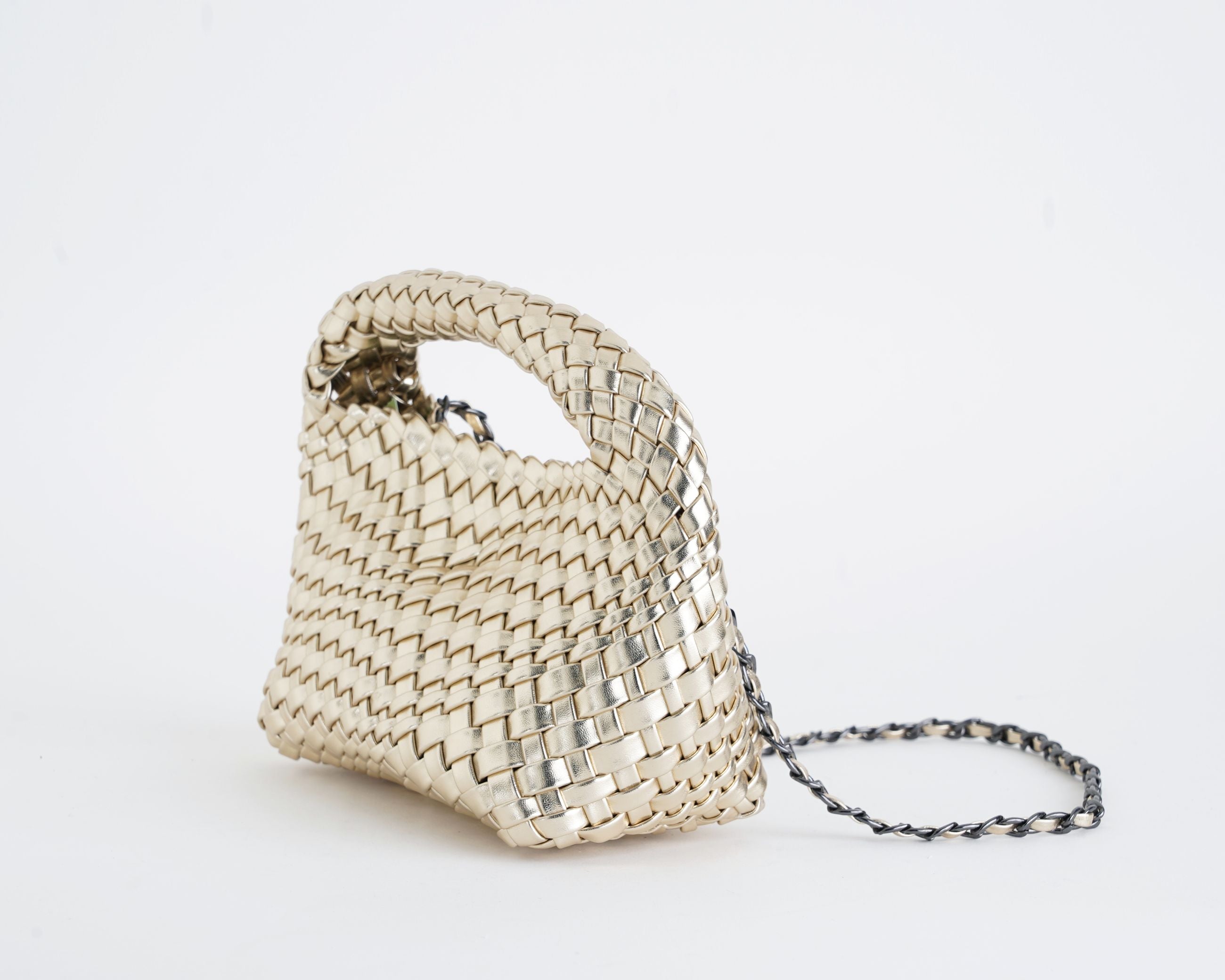 Borsa a mano donna EXE OM605-1 Oro in similpelle intrecciata