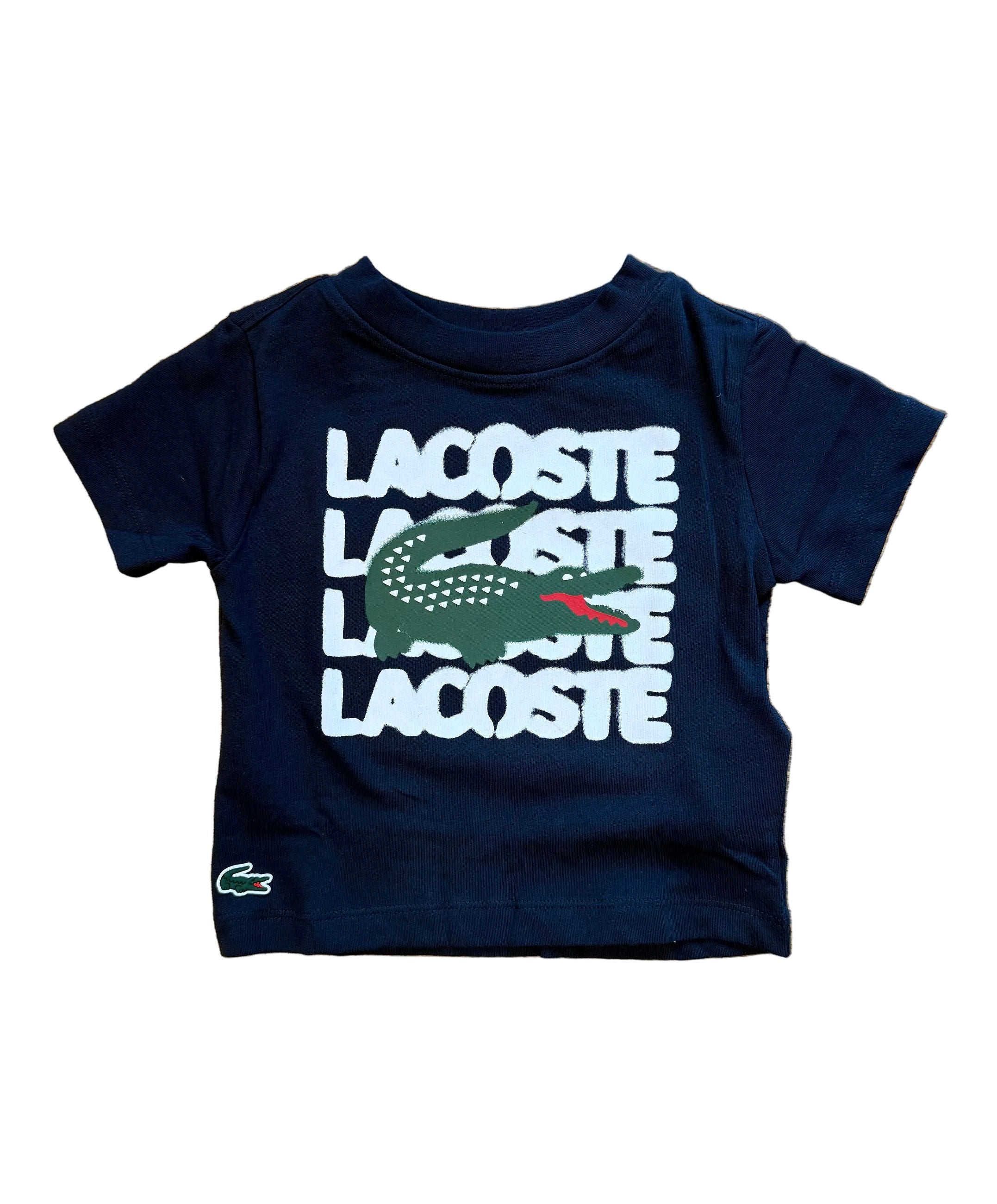 T-Shirt Lacoste Sprayed Logo Word 847298-UGW Blu Unisex Bambino