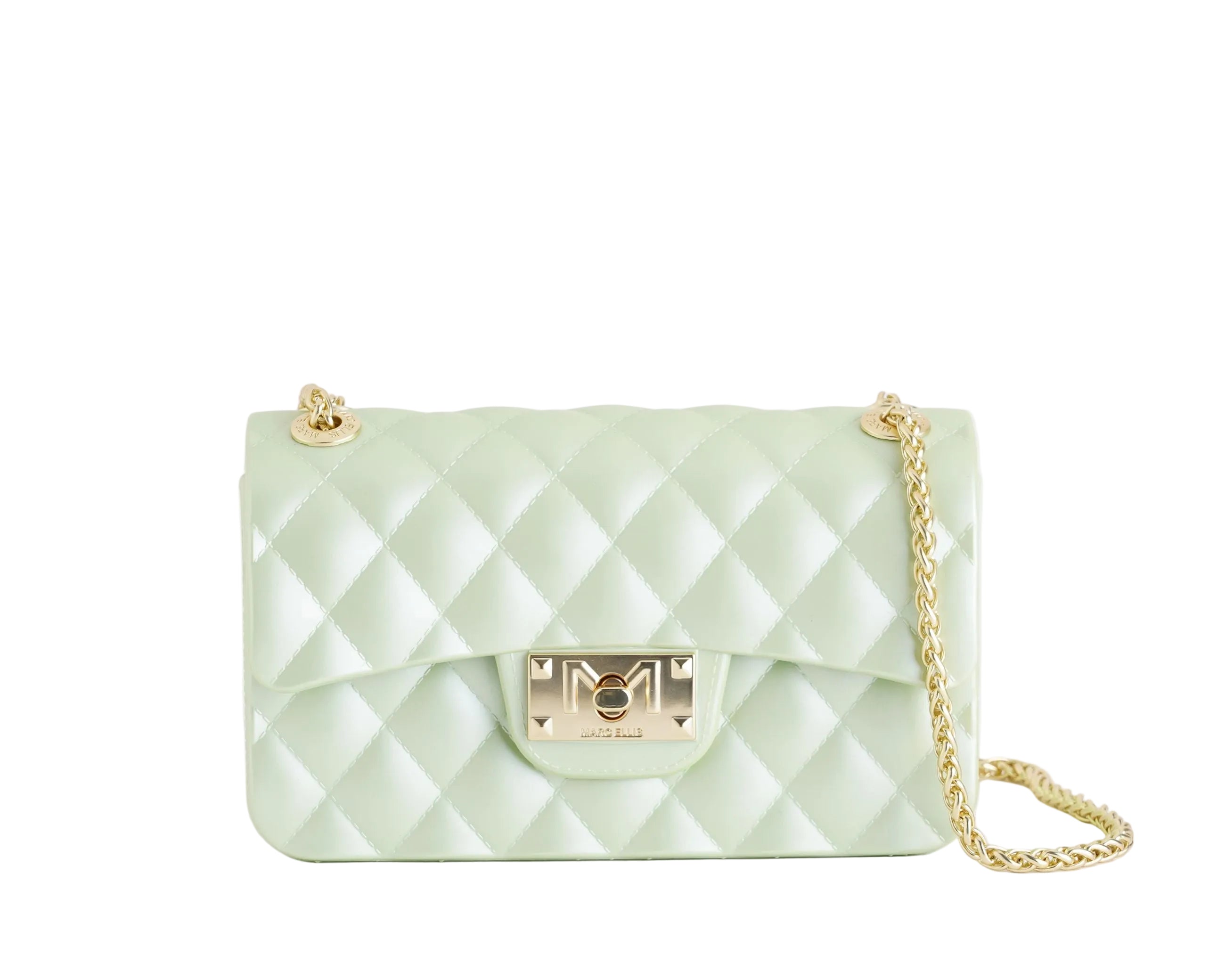 Borsa a spalla Marc Ellis Flat Falcon XS Donna Soft Green Matt Gold - Vista frontale