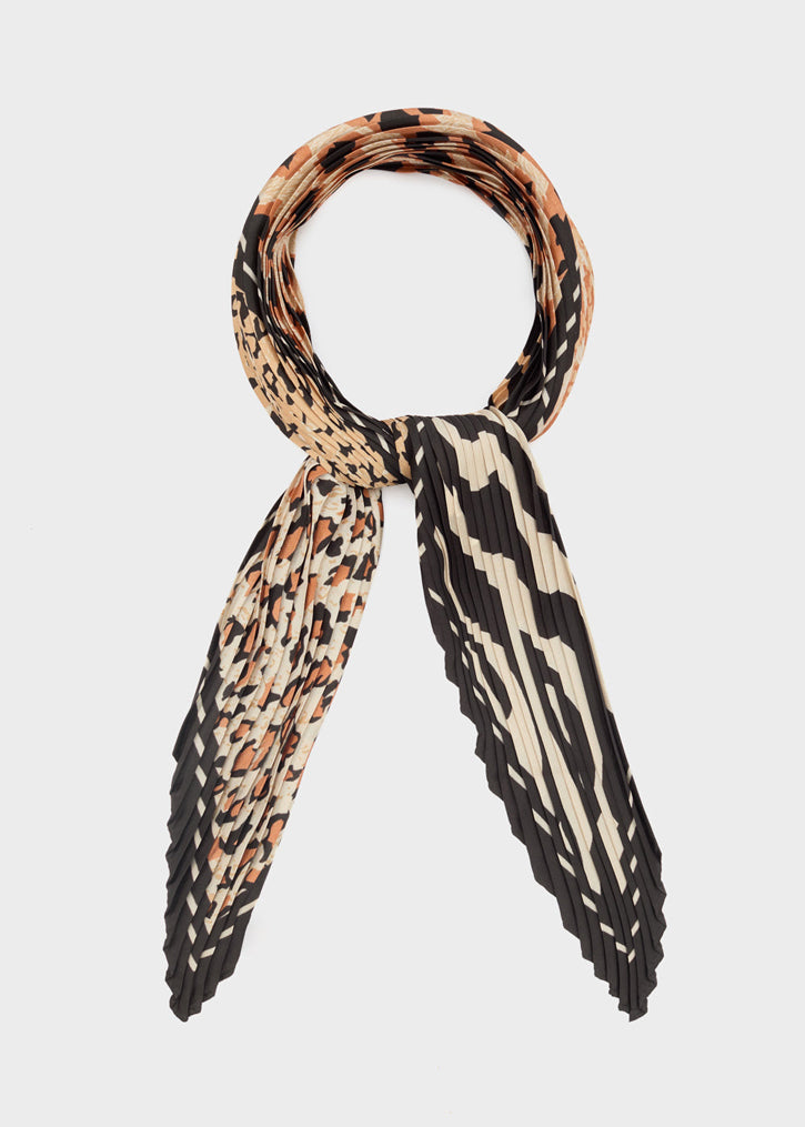 Foulard NALI' Animalier Mix Plisse BOSC0162 Nero Donna