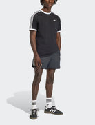 Adidas T-Shirt 3 Stripes KE3538 Nero – t-shirt uomo indossata vista completa