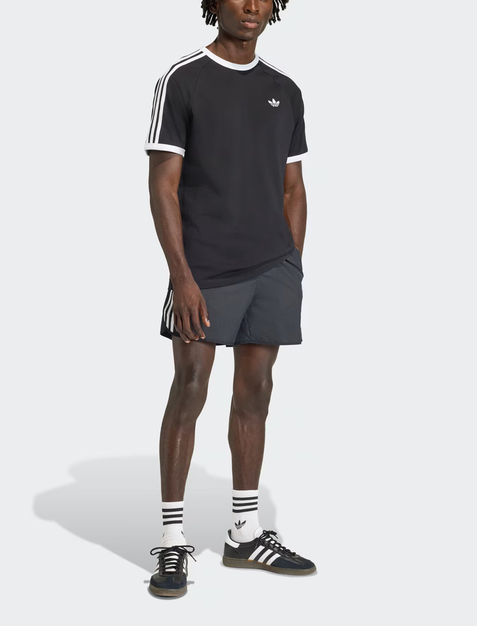 Adidas T-Shirt 3 Stripes KE3538 Nero – t-shirt uomo indossata vista completa