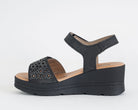 Sandalo alto VALLEVERDE 55582 NERO - similpelle, zeppa 60 mm, donna