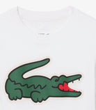 T-shirt Lacoste TJ0803 bianco unisex bambino - coccodrillo XXL stampato, tecnologia Ultra Dry, taglie 8A-16A