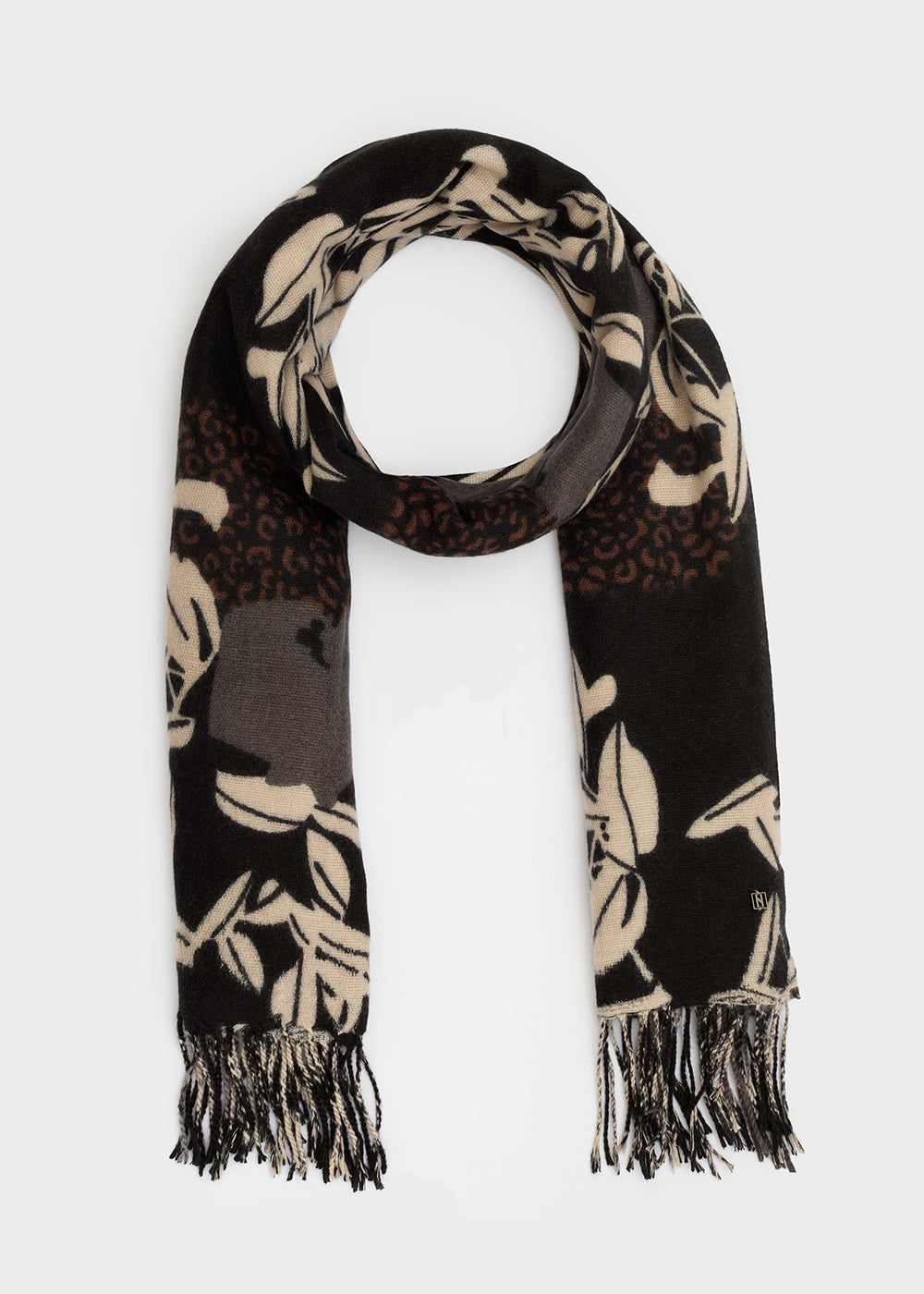 Sciarpa NALI' FIORI+MACULATO LASC0305 Nero/Grigio Donna