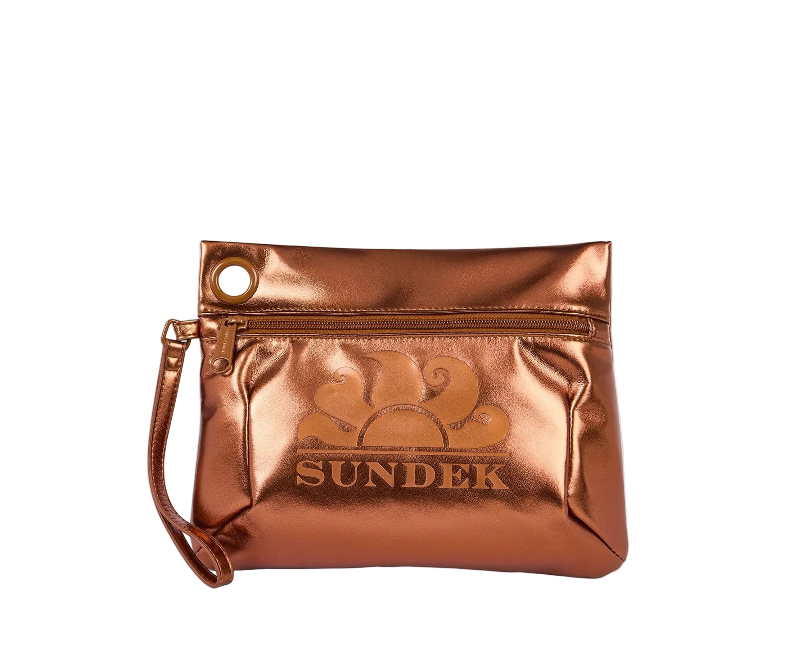 Clutch laminata con logo Sundek AW416ABPU7LA Coffee